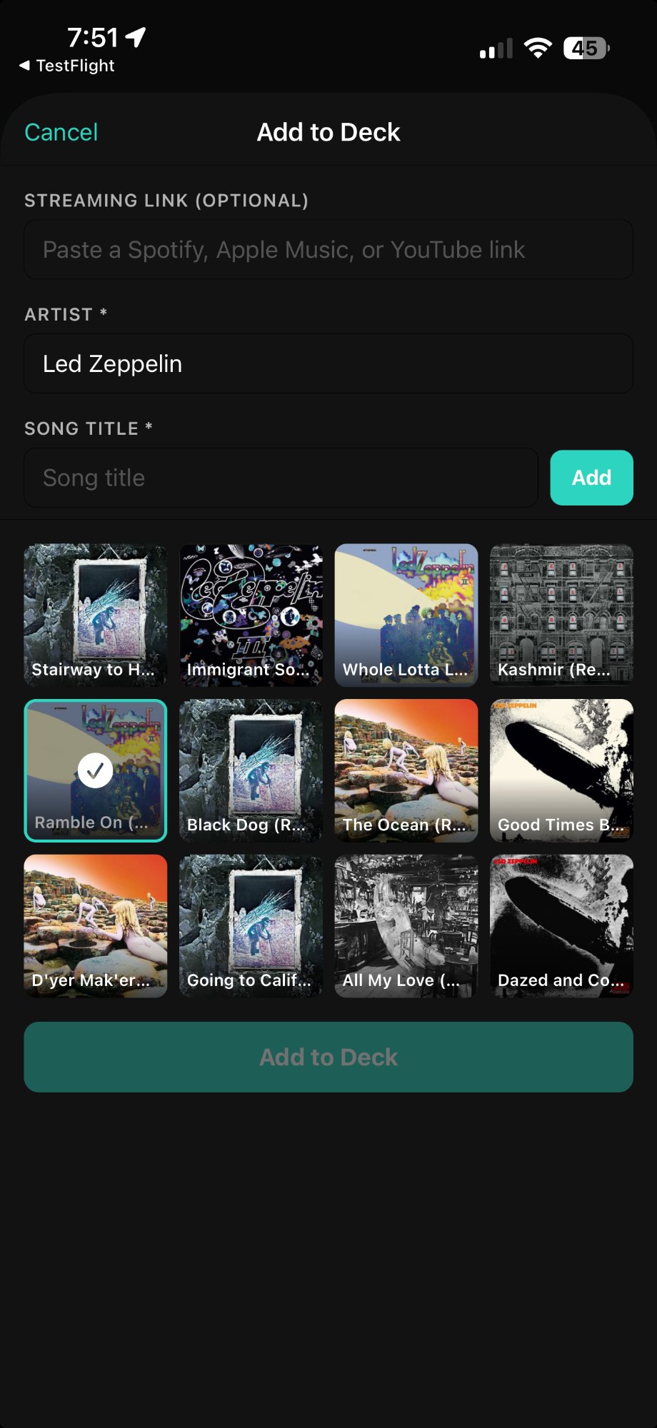 Browse songs by artist with album art
